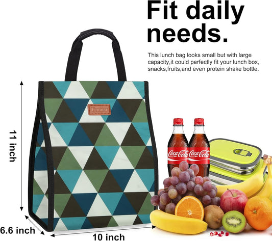 Lunch Bags for Women Insulated Reusable Lunch Tote with Internal Pocket, Lunch Tote bag for Work（Triangle）