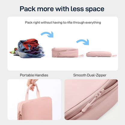 EPICKA 6 Set Ultra-Lightweight Compression Packing Cubes - Water Resistant Durable Travel Organizers with Toiletries Bag for Women, Expandable Travel Accessories for Carry on Luggage, Suitcase (Pink)