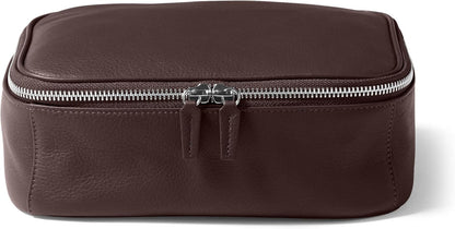 Leatherology Brown Large Travel Organizer - Zipped mesh storage pocket, elastic loops for organization, double metal zipper