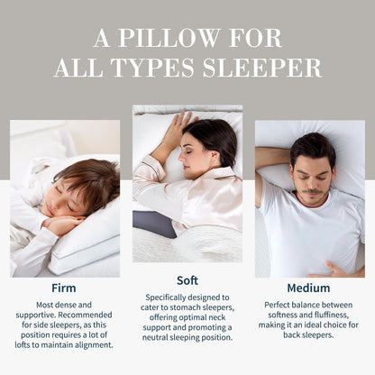 Globon Luxury Feather Down Pillow King Size,Low Soft Gusseted Bed Pillows for Sleeping, Hotel Collection Fluffy Pillow, 18"X34", Set of 2