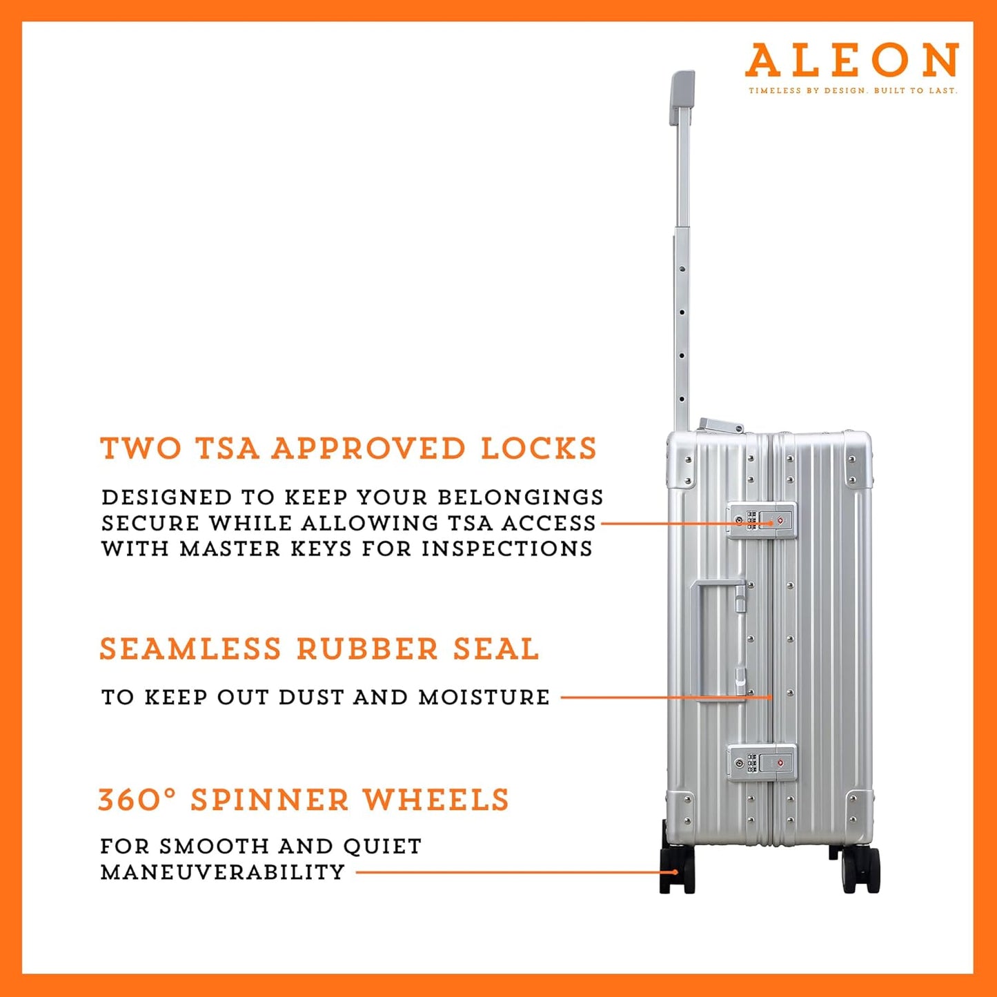 All Aluminum Lightweight Carry-On Luggage - Hardside Carry-On Suitcase, TSA Approved, Hard Shell Suitcase for Travel, Airline Approved 21 Inch Hard Spinner Wheels Luggage (Platinum)