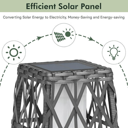 Grand patio Outdoor Solar Powered Wicker Floor Lamp Outdoor Weather-Resistant Deck Light for Garden Porch - Silver Gray, Large Cindy