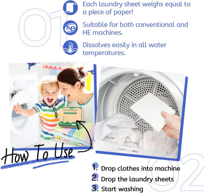CLEARALIF Laundry Detergent Sheets (480 Loads), Fresh Linen,Great For Travel,Apartments, Dorms,CLEARALIF Laundry Detergent Strips Eco Friendly & Hypoallergenic (Pack of 3)