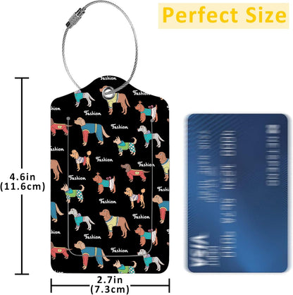 Luggage Tags for Suitcase,2 Pack Colored Dogs Luggage Tag with Privacy Flap,Name ID Label and Metal Loop for Women Men Girls Baggage Bag Backpack Instrument