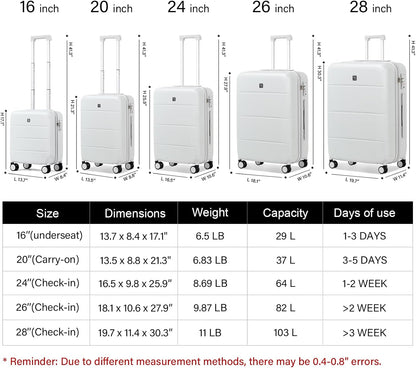 Hanke 26 Inch Luggage Large Suitcase With Spinner Wheels Tsa Luggage Suitcases Hard Case Luggage For Women & Men Rolling Checked Luggage(Smoke White)