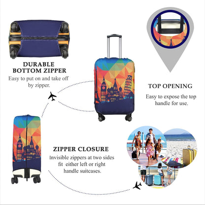 Explore Land Travel Luggage Cover Suitcase Protector Fits 23-26 Inch Case (Modern City, M)