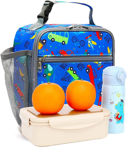 FlowFly Kids Lunch box Insulated Soft Bag Mini Cooler Back to School Thermal Meal Tote Kit for Girls, Boys, Car