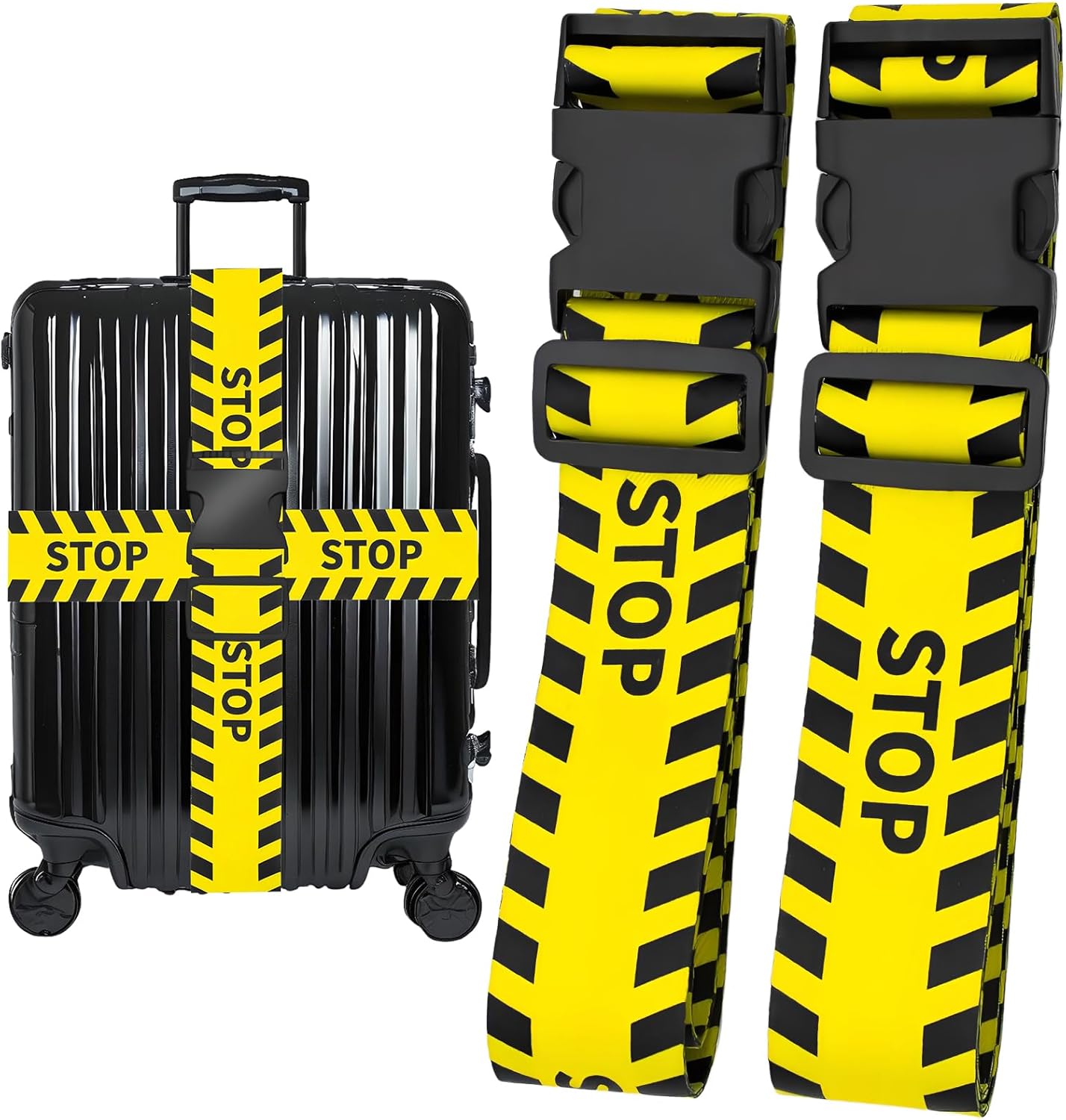 Stops Luggage Straps for Suitcases, Adjustable Luggage Travel Belt to Keep Luggage Security While Travel, Strong Polyester Fabric, Easy-to-Recognize Funny Pattern Travel Essentials, 2 Pack
