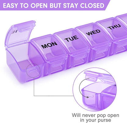 Small Pill Organizer 2 Times a Day, 2 Pack 7 Day Pill Box 1 Time a Day, Travel Friendly Day Night Vitamin Organizer, Weekly Pill Case Container