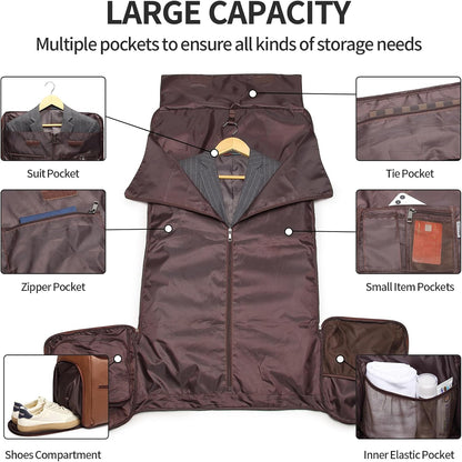 Carry On Garment Bag for Travel, Convertible Travel Garment Bag for Men Women, 2 in 1 Hanging Suitcase Suit Business Travel Bag