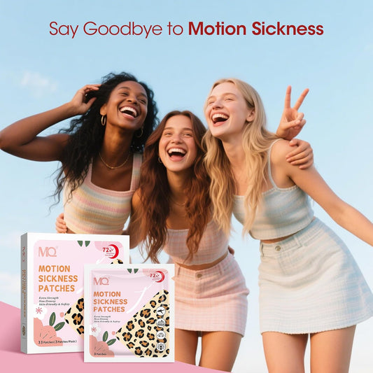 MQ 33ct Motion Sickness Patch Non Drowsy, Sea Sickness Patches for Cruise Ship Travel, Waterproof Patch Behind Ear for Car Airplane Altitude Sickness, Long Last 72H, Leopard Pattern