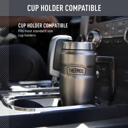 THERMOS Stainless King Vacuum-Insulated Travel Mug, 16 Ounce, Matte Stainless Steel