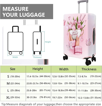 Travel Luggage Cover Suitcase Protector Fits 18-32 Inch Wheel Covers PatternedTravel Related Items Flower Luggage Protector Elastic M