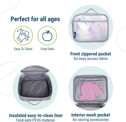 Wildkin Kids Insulated Lunch Box – Durable and Reusable for School & Travel - Holographic