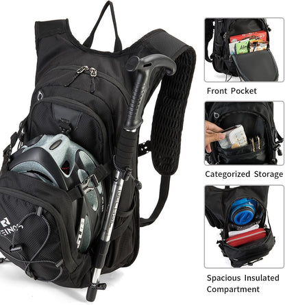 Hydration Backpack Pack with 2L Water Bladder 18L Hiking Backpack Women Men Lightweight Hydropack Insulated Daypack for Biking, Running, Festival