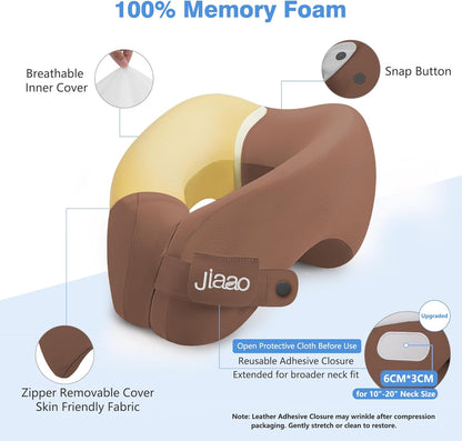 Travel Neck Pillow, Advanced Neck Support for International Flights, 3D Eye Masks, Ear Plugs and Storage Bag, Memory Foam U-Shaped Pillow for Travel, Sleep Rest, Trains, Road Trips