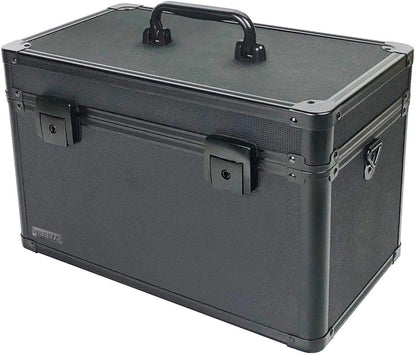 Vaultz Portable Safe Box - 14 L x 9.12 H x 8.5 Inch Large Storage Box with Lock, Mesh Pocket & Adjustable Compartments for Cash, Documents and Valuables - Tactical Black