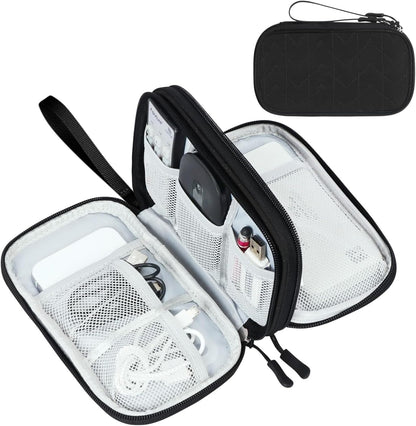 FYY Travel Organizer Pouch Electronic Accessories Carry Case Portable Waterproof Double Layers All-in-One Storage Bag for Cable, Cord, Charger, Phone, Pattern Black