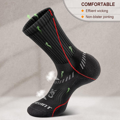 BULLIANT Compression Socks for Men 6Pairs, Athletic Crew Socks Cushioned For Men Sports Running-Arch Support