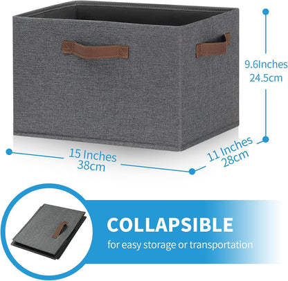 GhvyenntteS Large Fabric Storage Bins 6 Pack, 15x11x9.6 Inch Storage Baskets for Shelves, Foldable Closet Storage Bins for Shelves, Closet Organizers and Storage Boxes, Gray