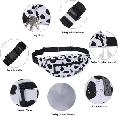 MAXTOP Large Crossbody Fanny Pack with 4-Zipper Pockets,Gifts for Enjoy Sports Festival Workout Traveling Running Casual Hands-Free Wallets Waist Pack Phone Bag Carrying All Phones