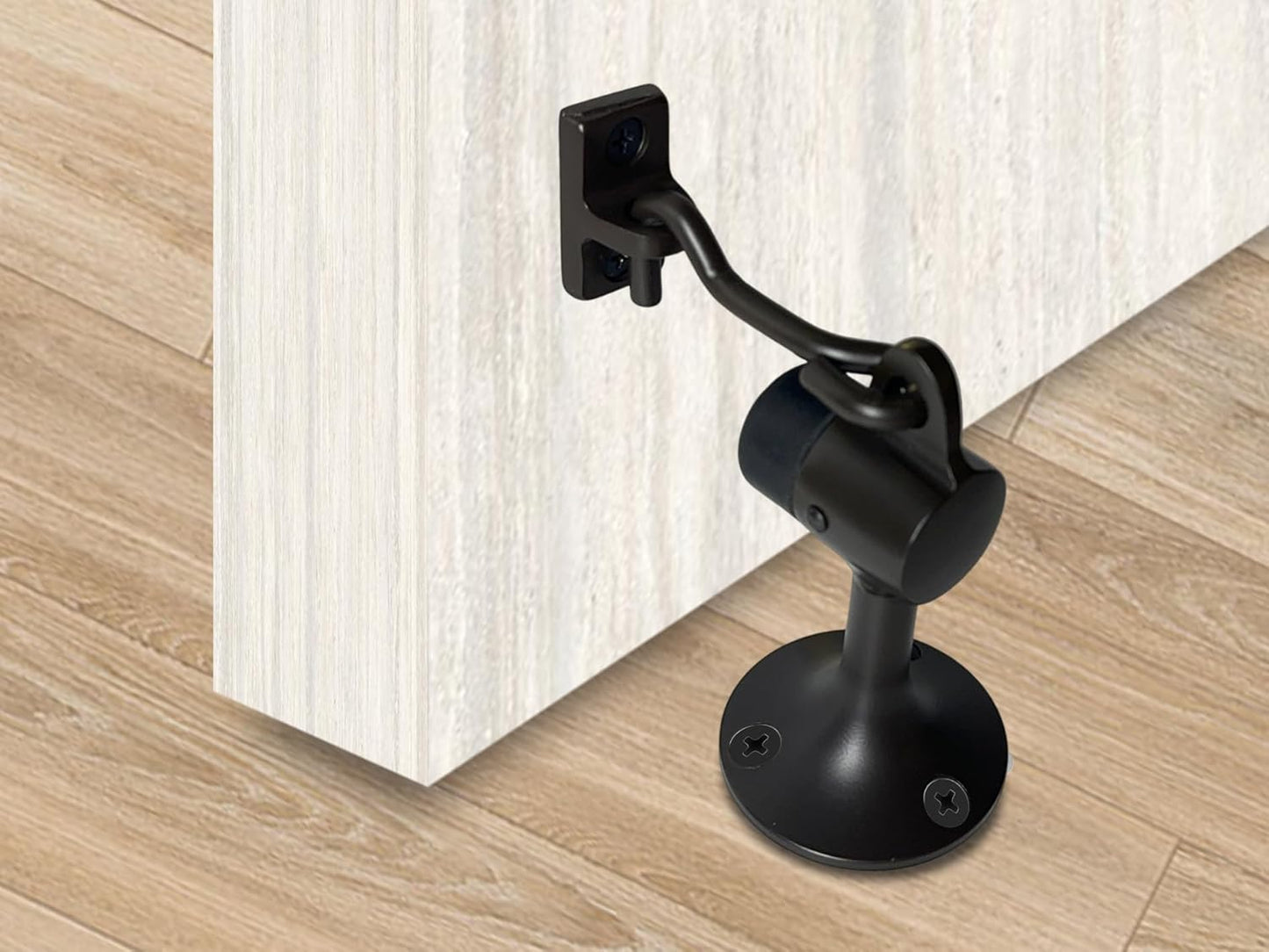 QCAA Door Stop, Solid Brass, Height 3-15/16", Matte Black, 1 Pack, Made in Taiwan