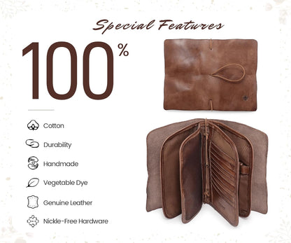 Genuine Leather Nomad Organizer Travel Wallet | Women's Wallet Clutch Passport Holder