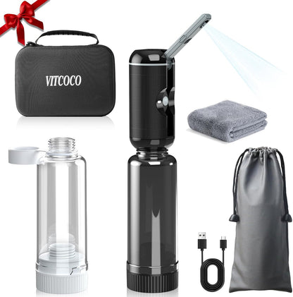 Portable Bidet for Travel, VITCOCO Electric Travel Bidet Sprayer with 2 Water Bottles and Zip Case, Rechargeable High Pressure Handheld Bidets Perfect for Personal Cleaning, Gift for Women,Friend,etc.