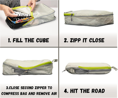 6 Set/3 Set Ultralight Compression Packing Cubes, Suitcase and Backpack Travel Organizer Bags
