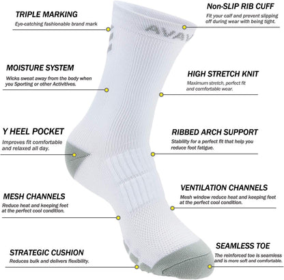 DOVAVA Dri-tech Compression Crew Socks (4/6 Pairs), Comfort Boost Circulation