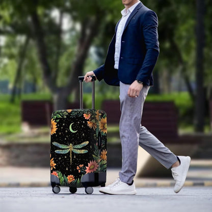 Dragonfly Luggage Cover for Womenn Girl Anti-Scratch Suitcase Covers Fit 30-32 Inch Travel Luggage Covers for Suitcase Star and Moon Luggage Cover Protector Decor Elastic Baggage Case
