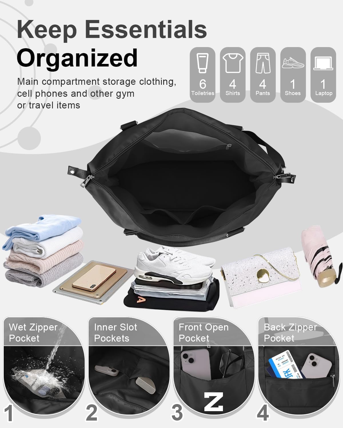 Initial Travel Duffel Bag Sports Gym Bag for Boys Teen Birthday Gifts,Black Personalized Weekender Bag Carry On Tote Bags for Men,Waterproof Overnight Luggage Bag Airplane Travel Essentials(Letter Z)