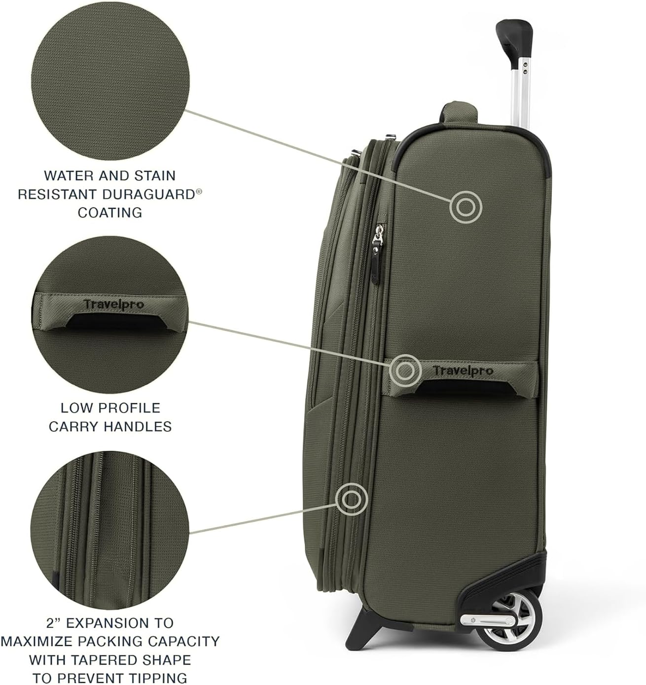 Travelpro Maxlite 5 Softside Expandable Upright 2 Wheel Carry on Luggage, Lightweight Suitcase, Men and Women, Slate Green, Carry On 20-Inch