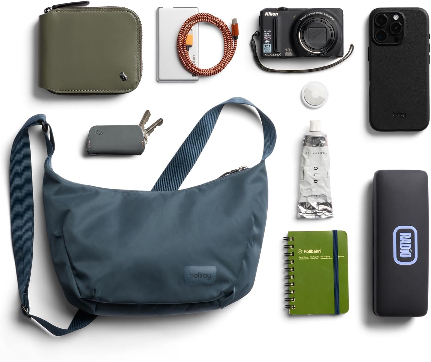 Bellroy Laneway Crescent Bag (everyday 2.5 liter mini crossbody bag with plenty of pockets and adjustable strap)' - BlueSteel
