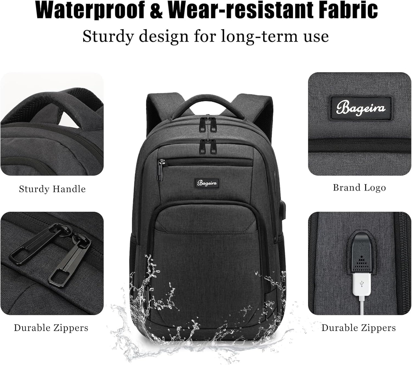 Black Backpack for School, School Backpack for Boys Girls Teens, Backpacks for Men Women, College Back Pack, Book Bag, Water Resistant Bookbag, mochilas escolares para adolescentes