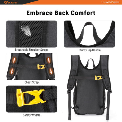SKYSPER 15L/20L Foldable Hiking Backpack Lightweight Packable Travel Daypack with Chest Strap Small Folding Pack for Walking