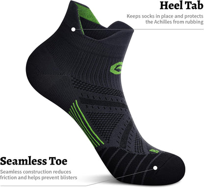 PAPLUS Ankle Compression Sock for Men and Women 2/4/6 Pairs, Low Cut Compression Running Sock with Ankle Support