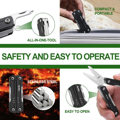 NexTool Keychain Multitool, Mini Sailor Scissors, 10 in 1 Mini Multitool with EDC Pocket Knife, Mini Pliers, Bottle Opener and Screwdriver for Fishing, Camping, Gifts for Men on Christmas, Birthday