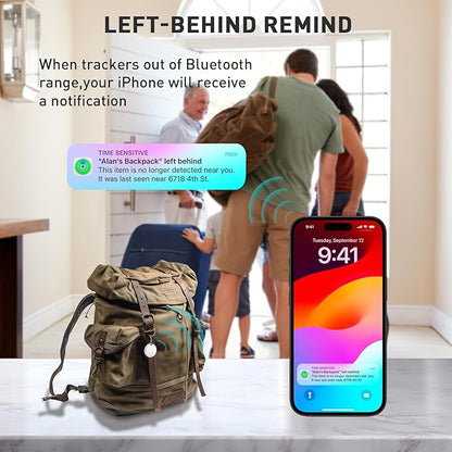 Air Tracker Tags-4 Pack [Apple MFi Certified] (iOS Only), Smart Bluetooth Tracker, Compatible with Apple Find My, Item Locator for Keys, Luggage, Wallet, Suitcase, Bags, IP67 Waterproof