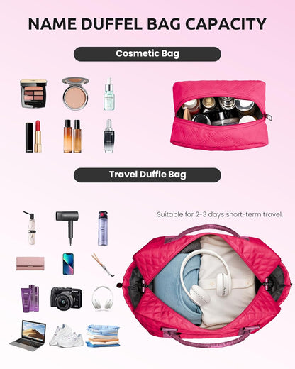 Women Gift, Teen Gifts for Girls-Initial Travel Bag with Shoe Compartment, Personalized Weekender Bag, Monogram Overnight Bag for Women, Letter Travel Bag with Makeup Bag (Letter A)