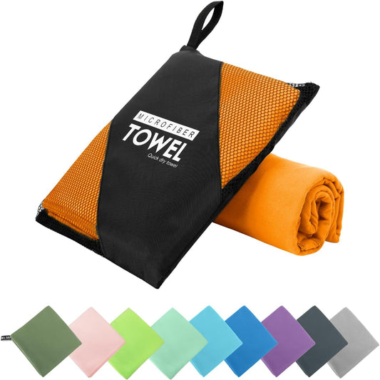 Microfiber Travel Towel, Soft Lightweight Quick Dry Towel, Super Absorbent Compact Travel & Sports & Beach Towels for Camping, Backpack, Gym, Swimming, Yoga, Hiking (XS:12"×24" -Orange)