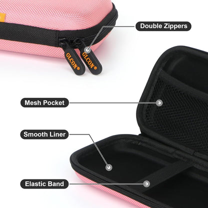 GLCON Electronic Organizer Travel Case - Shockproof Carrying Case Hard Protective Tech Pouch for Power Bank, Earbuds, Hard Drive, Smartphone, Cable, Charger, Adapter - Small Zipper Storage Bag - Pink
