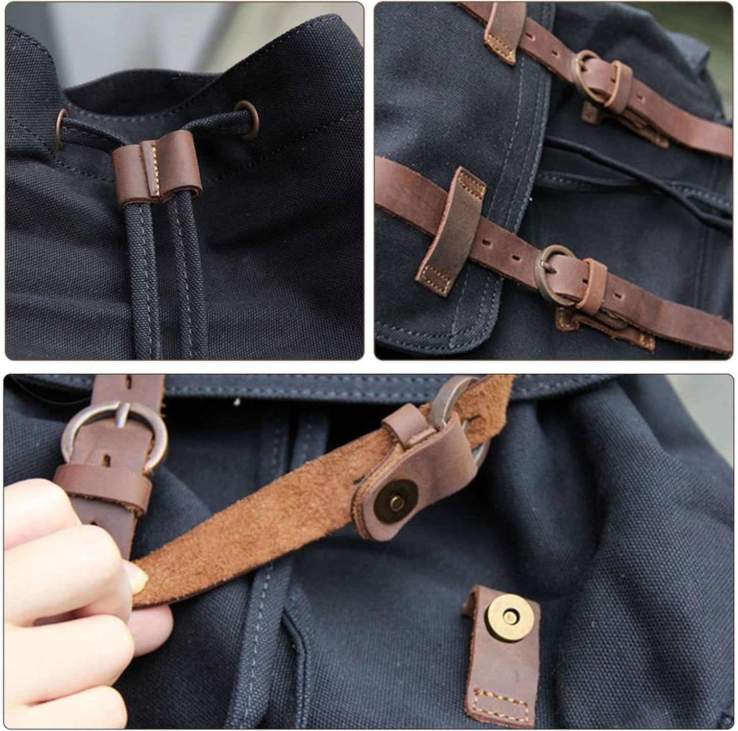 AUGUR High Capacity Canvas Vintage Backpack - for School Travel 12-15.6" Laptop Backapcks for Men Casual Daypacks Rucksack (L-Black)