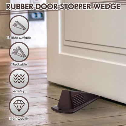 Frienda 2 Pcs Jumbo Door Stoppers Heavy Duty Door Stopper Tall up to 2inch Tall Wedge TPR Large Wedge Stackable Big Rubber Doorstop for Hotel Carpet Hardwood Concrete and Tile (Coffee)