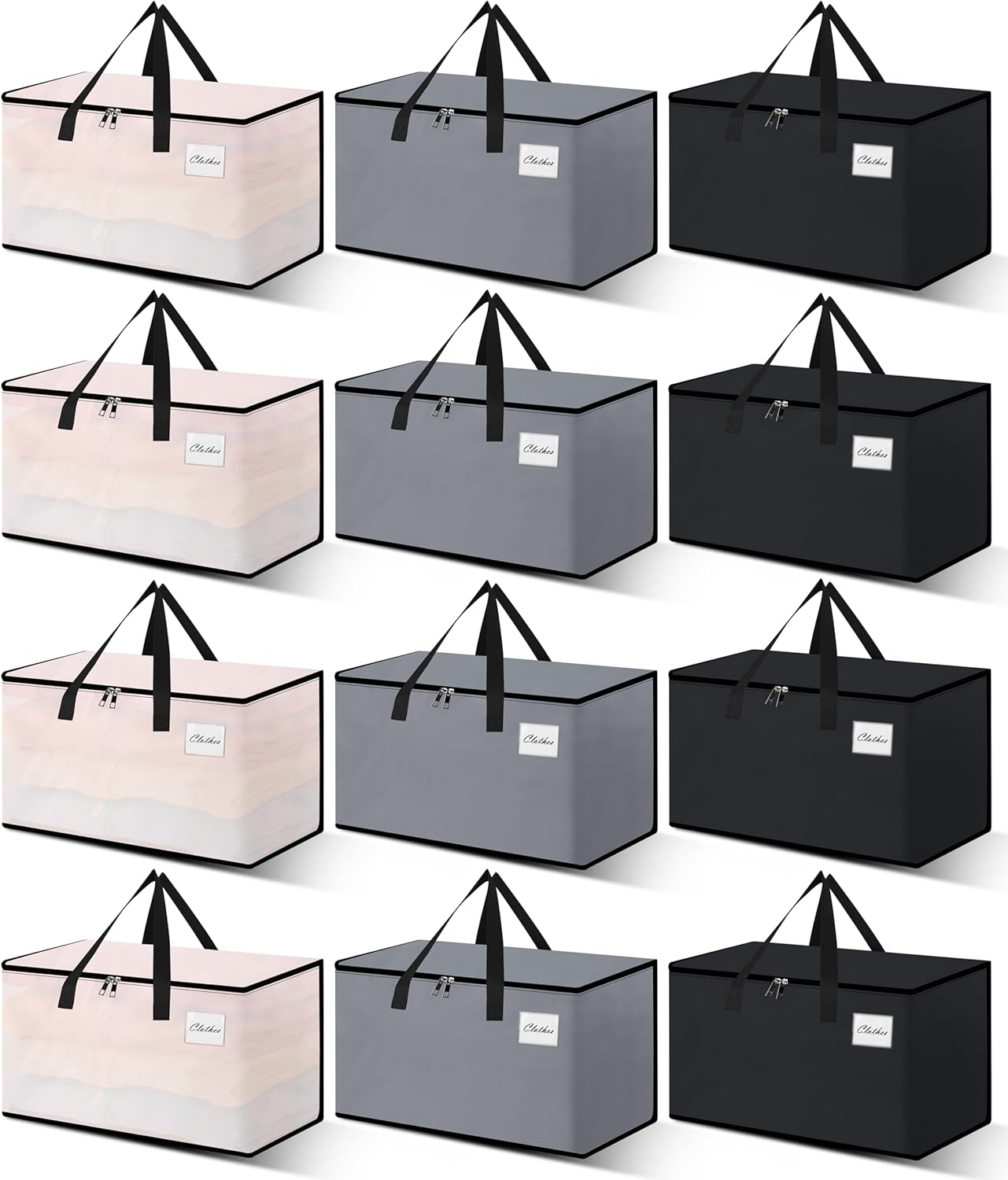 Heavy Duty Moving Bags - Extra Large Packing Bags and Storage Totes, Collapsible and Foldable Option for Moving and Storage, Multicolored, 125 L - 12 Pack