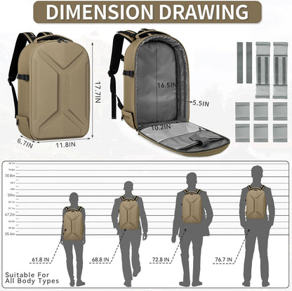 TORIBIO Camera Backpack, Hardshell DSLR Photography Camera Bag, Waterproof Hard Shell Camera Case with Tripod Holder & 15.6" Laptop Compartment Compatible with Canon/Nikon/Sony/DJI Mavic Drone