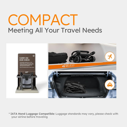 MAMAZING Ultra Air X Travel Stroller - Ultra-Lightweight Under 10 lbs, Carbon Fiber Frame & Airplane Friendly, Lightweight Stroller with Reclining Seat, UPF 50+ Canopy & Travel Bag
