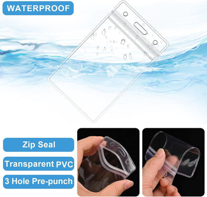 50 Pcs Clear Luggage Tags Bag Tags Holder Identification ID Card Badge Holder with 50 Pcs Clear Luggage Tag Loop Straps for Business Travel and Office Supplies