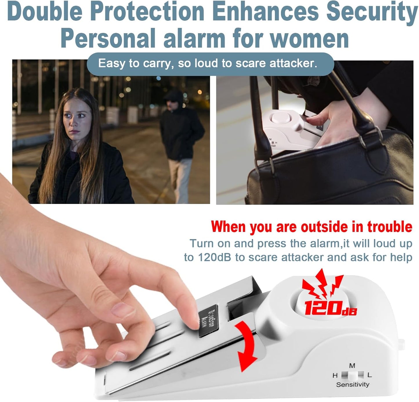 Fuers Portable Door Lock & Door Stop Alarm, Dual Protection Home Security Door Kit Door Stopper Self Defensey Tools for Hotel Travel Home