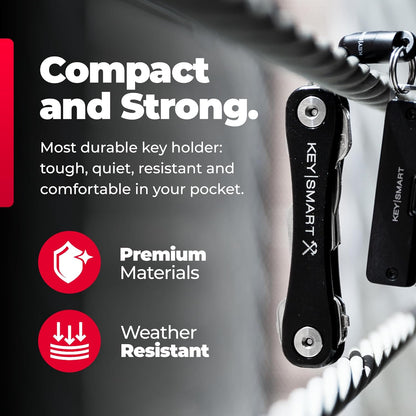 KeySmart Rugged - Multitool Key Holder for Keychain w/Bottle Opener and Pocket Clip, Organizer for Keys, EDC Keychains, Ring for Car Fobs Key Chains, Expandable (Up to 14 Keys, Black)